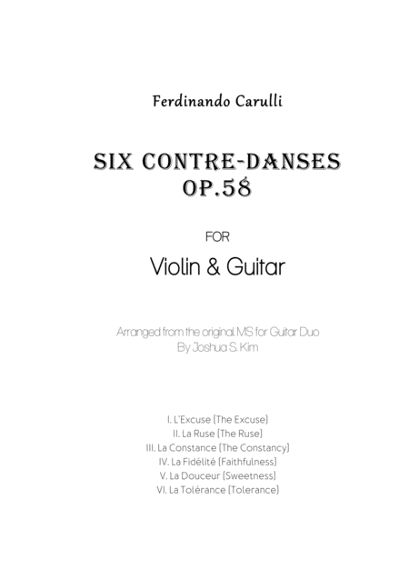 Free Sheet Music Six Contre Danses For Violin And Guitar