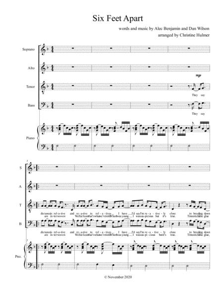 Free Sheet Music Six Feet Apart Quarantine Song