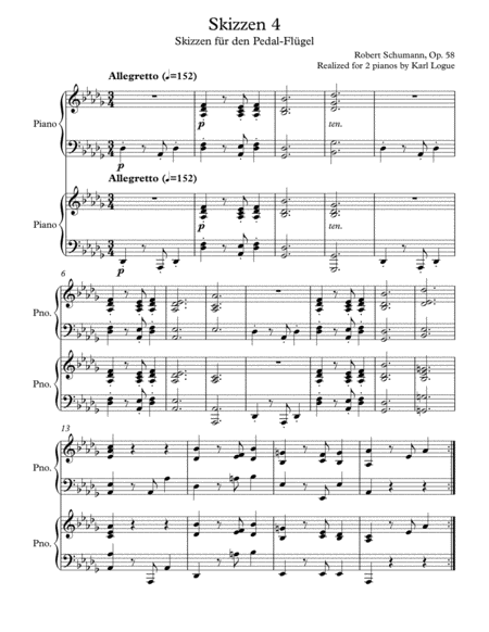 Free Sheet Music Sketch 4 From Sketches For Pedal Piano