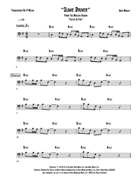 Free Sheet Music Slave Driver Bass Guitar