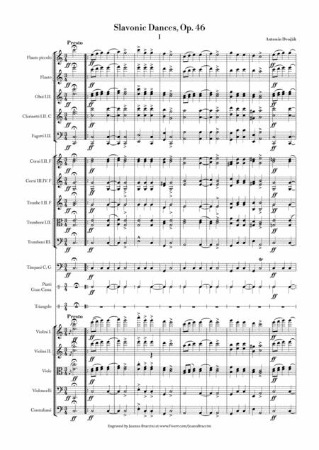 Free Sheet Music Slavonic Dances Opus 46 1 Furiant Antonn Dvo K