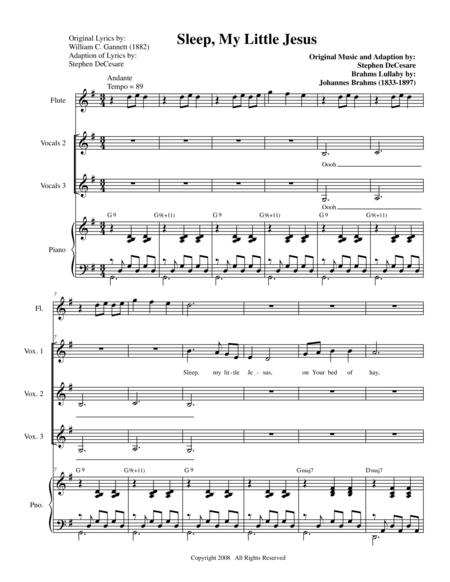 Free Sheet Music Sleep My Little Jesus