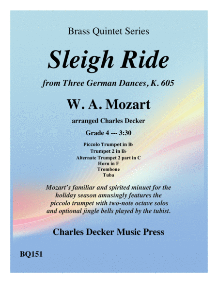 Sleigh Ride From 3 German Dances K 605 For Brass Quintet Sheet Music