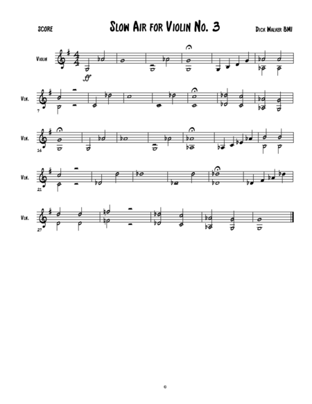 Slow Air For Violin No 3 In G Major Sheet Music