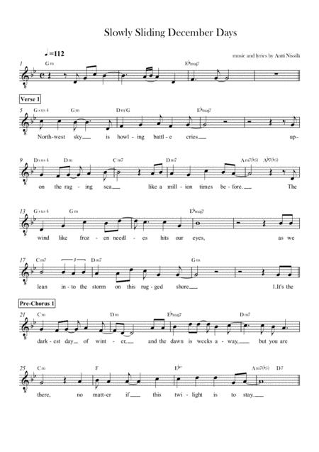 Slowly Sliding December Days Sheet Music