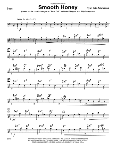 Smooth Honey Based On The Chord Changes To Satin Doll Bass Sheet Music