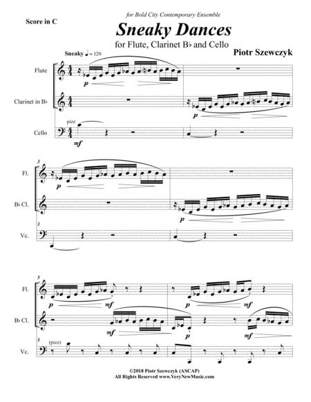 Free Sheet Music Sneaky Dances For Flute Clarinet And Cello