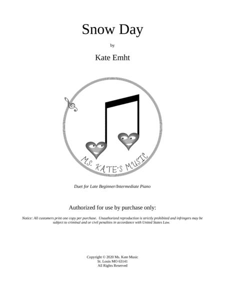 Snow Day Late Beginner Intermediate Piano Duet Sheet Music