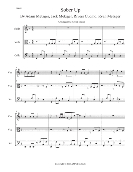 Sober Up Trio For Violin Viola Cello Sheet Music