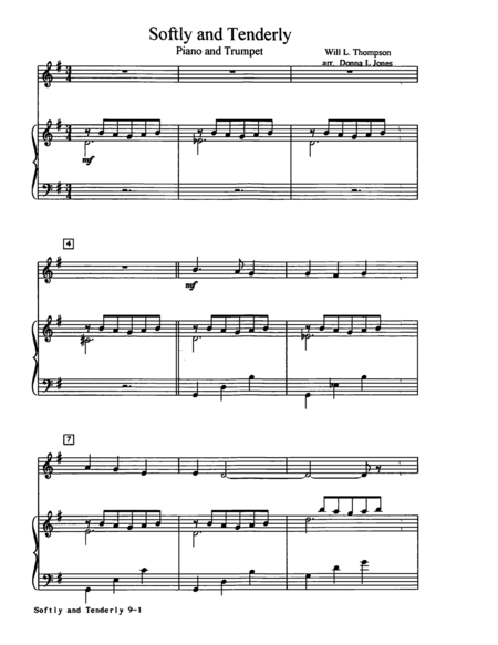 Softly And Tenderly For Piano Trumpet Sheet Music