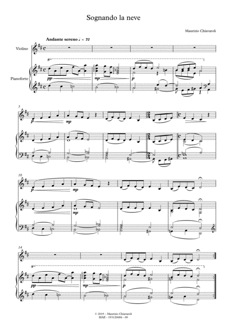 Free Sheet Music Sognando La Neve