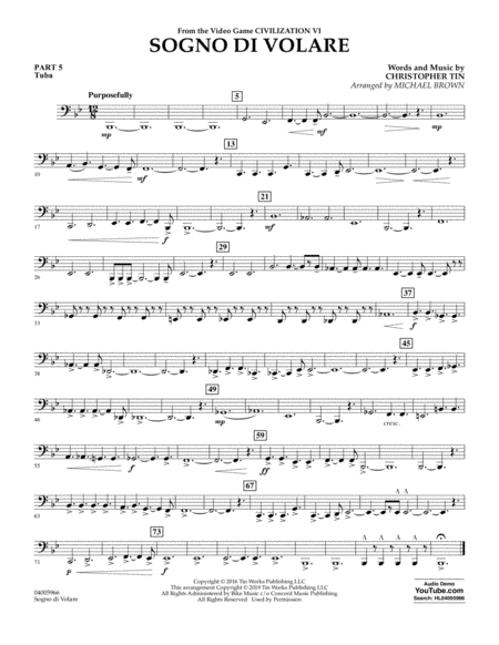 Sogno Di Volare From Civilization Vi Arr Michael Brown Pt 5 Tuba Sheet Music