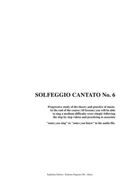 Solfeggio Cantato Exercise No 6 Sheet Music