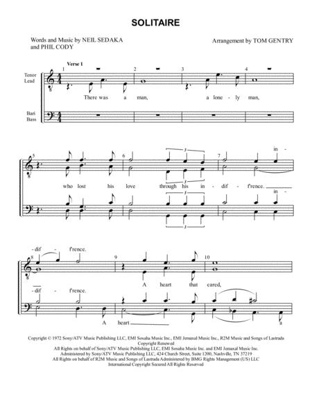 Solitaire Ttbb Sheet Music