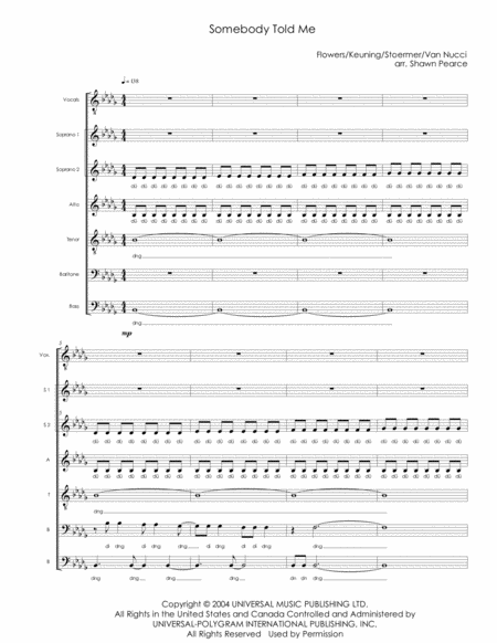 Free Sheet Music Somebody Told Me