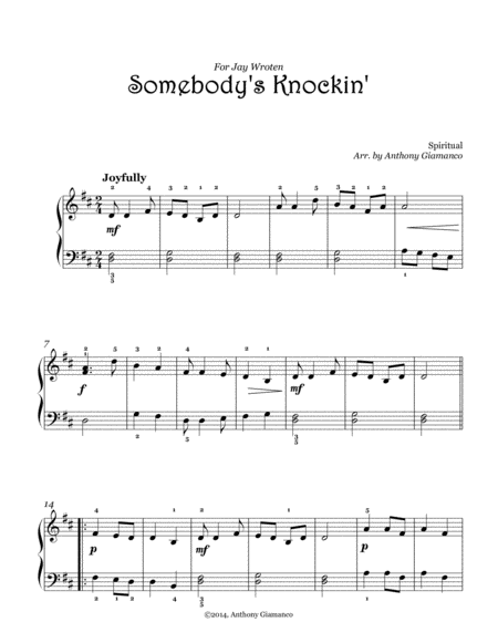 Somebodys Knockin Easy Piano Sheet Music