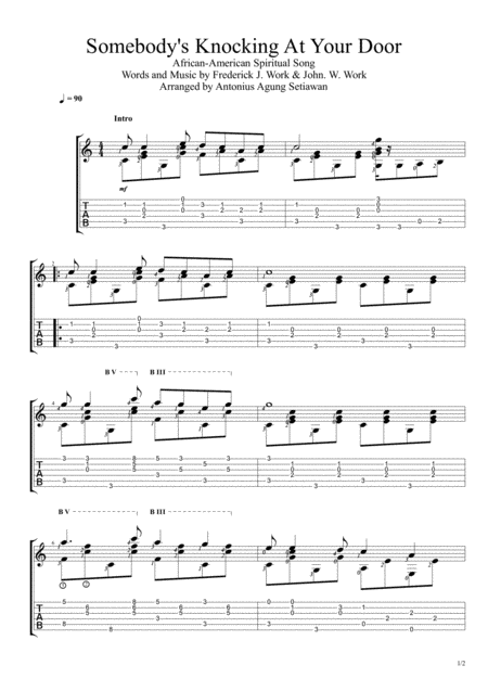 Free Sheet Music Somebodys Knocking At Your Door Fingerstyle Guitar Solo