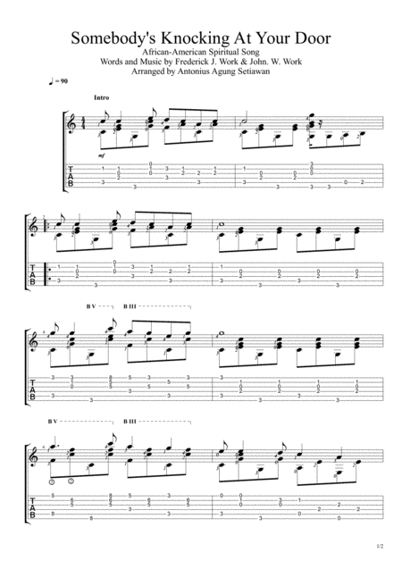 Somebodys Knocking At Your Door Fingerstyle Guitar Solo Sheet Music