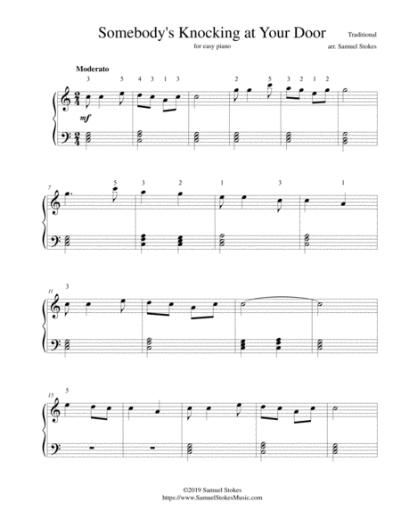 Somebodys Knocking At Your Door For Easy Piano Sheet Music