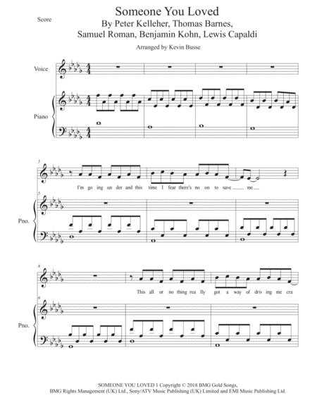 Someone You Loved Exact Transcription Piano Voice Sheet Music