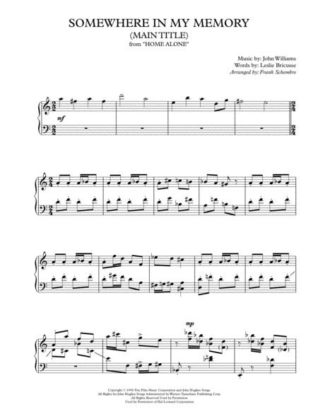 Somewhere In My Memory Main Title From Home Alone Sheet Music