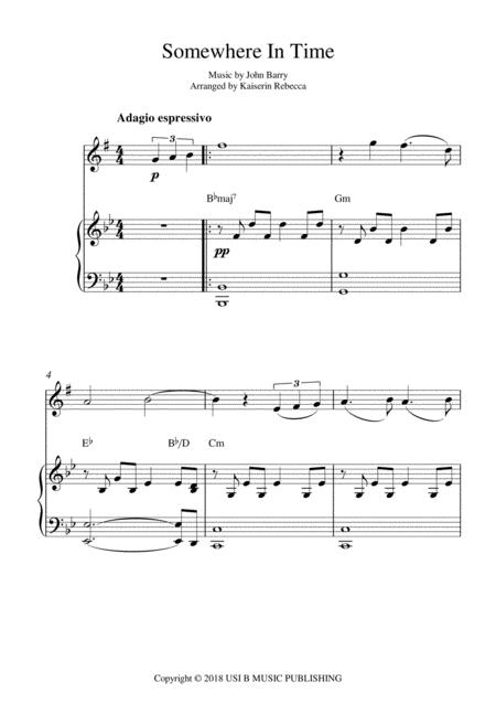 Free Sheet Music Somewhere In Time Alto Saxophone Solo And Piano Accompaniment