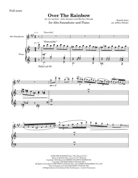 Somewhere Over The Rainbow Alto Saxophone And Piano Arr Jeffrey Heisler Sheet Music