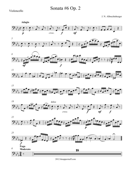 Sonata 6 Op 2 For String Quartet Sheet Music