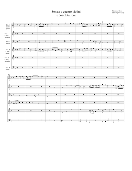 Free Sheet Music Sonata A Quattro Violini E Doi Chitarroni Arrangement For 6 Recorders