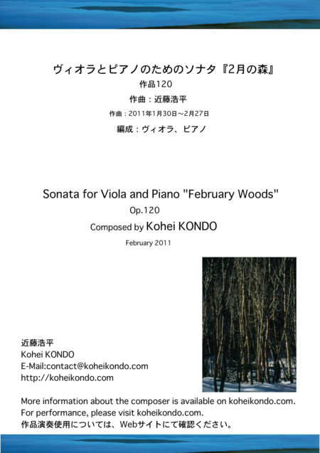 Sonata For Viola And Piano February Woods Op 120 Sheet Music