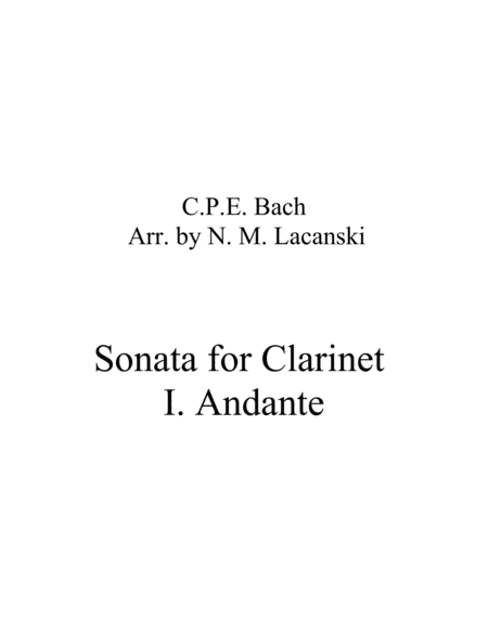 Free Sheet Music Sonata In A Minor For Clarinet And String Quartet I Andante