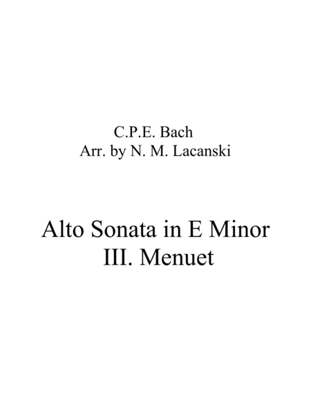 Free Sheet Music Sonata In E Minor For Alto And String Quartet Iii Menuet