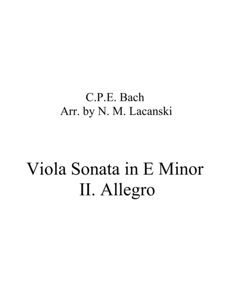 Free Sheet Music Sonata In E Minor For Viola And String Quartet Ii Allegro