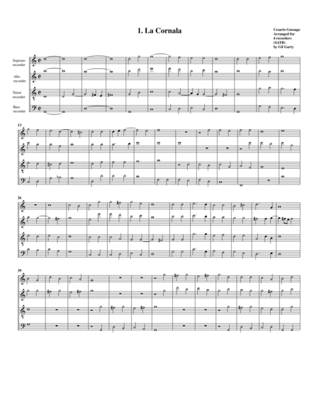 Free Sheet Music Sonata No 1 A4 28 Sonate A Quattro Sei Et Otto Con Alcuni Concerti 1608 La Cornala Arrangement For 4 Recorders