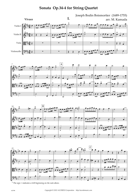 Sonata Op 34 4 For String Quartet Sheet Music