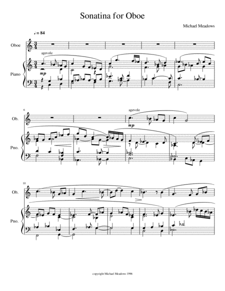 Sonatina For Oboe Sheet Music