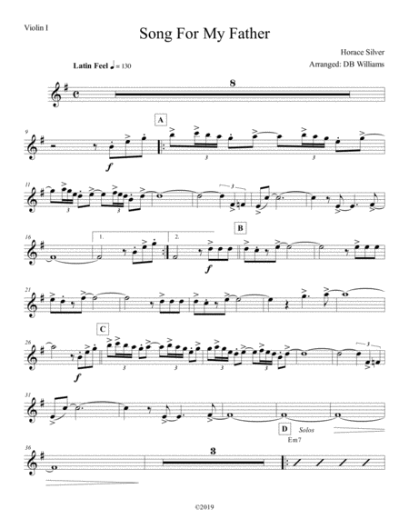 Song For My Father Violin 1 Sheet Music