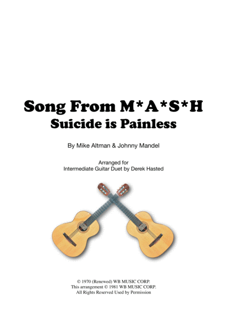 Free Sheet Music Song From M As H Suicide Is Painless Guitar Duet