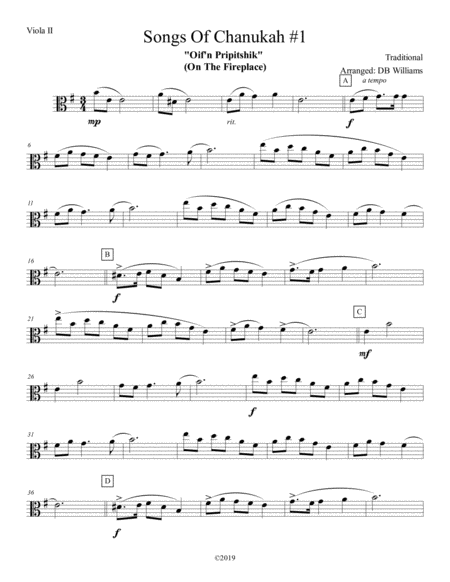 Songs Of Chanukah 1 Viola 2 Sheet Music