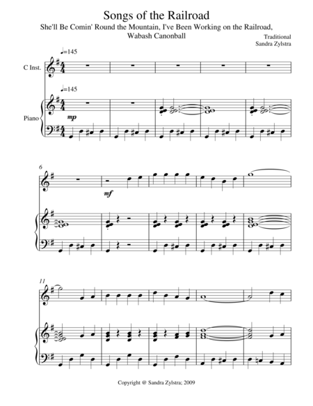 Songs Of The Railroad Treble C Instrument Solo Sheet Music