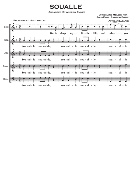 Free Sheet Music Soualle A Cappella