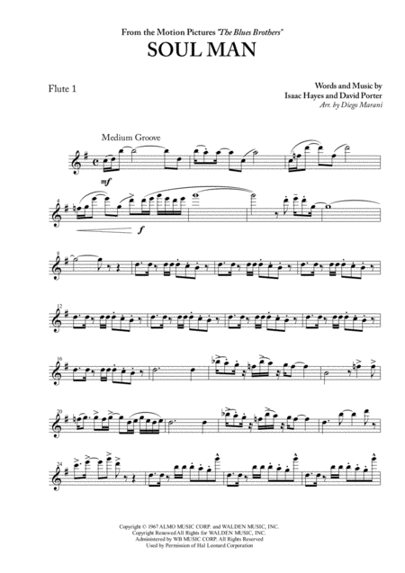 Free Sheet Music Soul Man For Flute Quartet