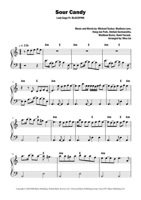 Free Sheet Music Sour Candy