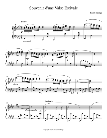 Free Sheet Music Souvenir D Une Valse Estivale