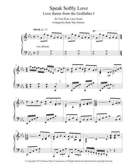 Speak Softly Love Godfather Sheet Music