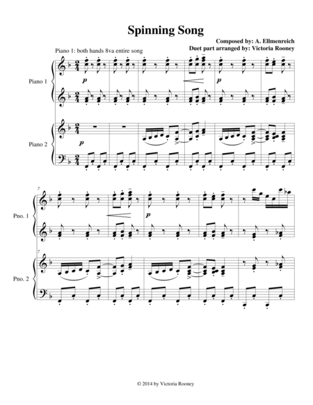 Spinning Song Duet Sheet Music