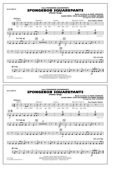 Free Sheet Music Spongebob Squarepants Theme Song Arr Paul Lavender Bass Drum