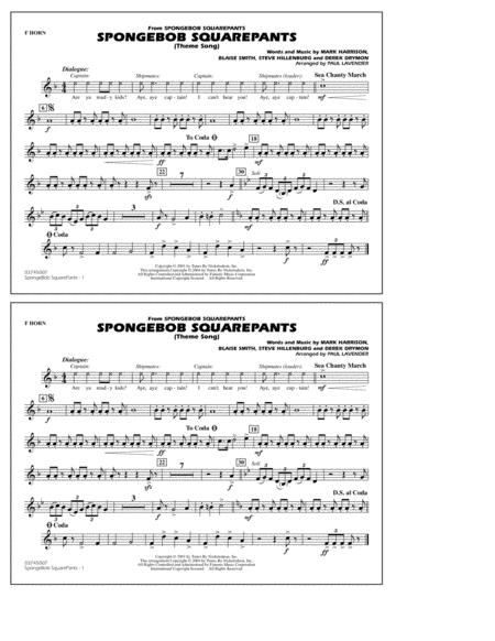 Spongebob Squarepants Theme Song Arr Paul Lavender F Horn Sheet Music