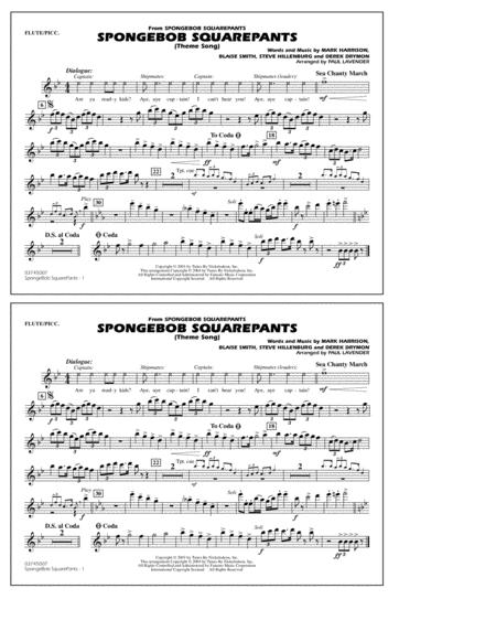 Spongebob Squarepants Theme Song Arr Paul Lavender Flute Piccolo Sheet Music