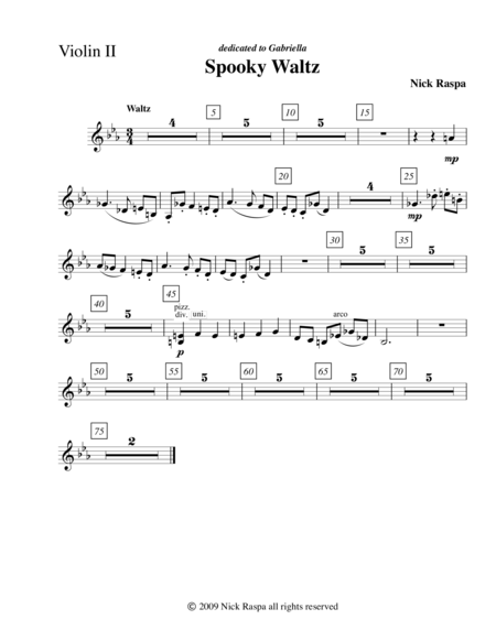 Free Sheet Music Spooky Waltz From Three Dances For Halloween Violin 2 Part